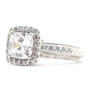 TACORI CZ 925 Halo Cushion Engagement Ring NWOT Never Worn